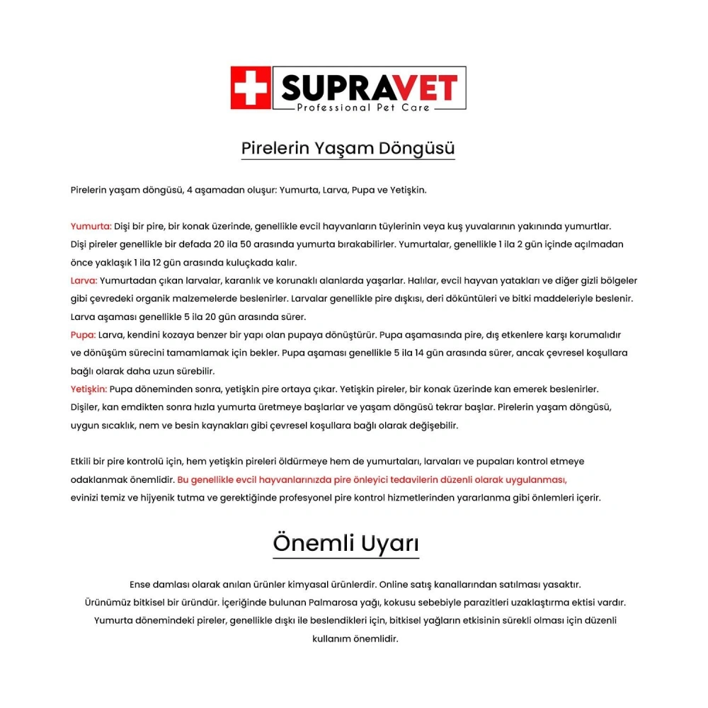 Supravet Orta Irk Köpek Deri ve Tüy Bakım Ense Yağı; Bit Pire Kene Dış Parazit Bitkisel Damla (10-20 kg) 3 ml
