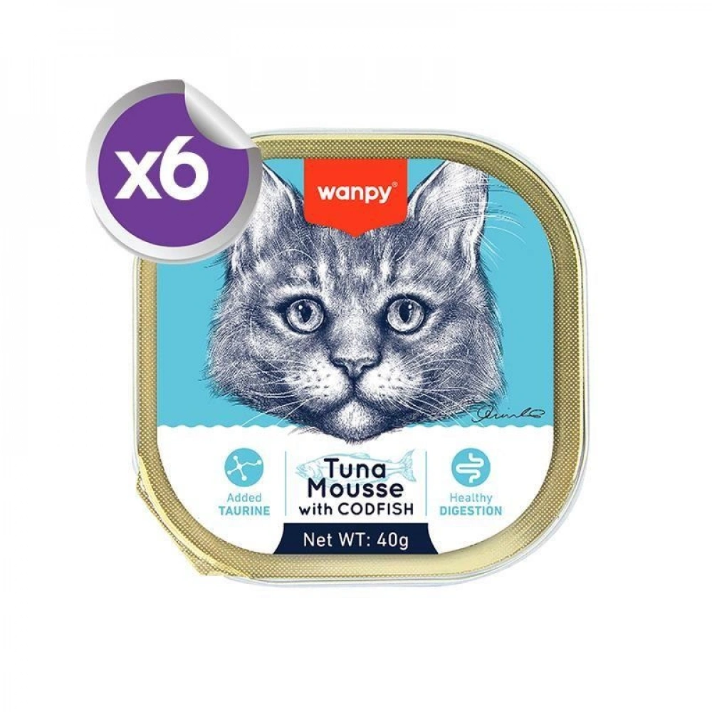 Wanpy Ton Balıklı ve Morina Balıklı 40 gr  Alutray Yetişkin Konserve Kedi Maması