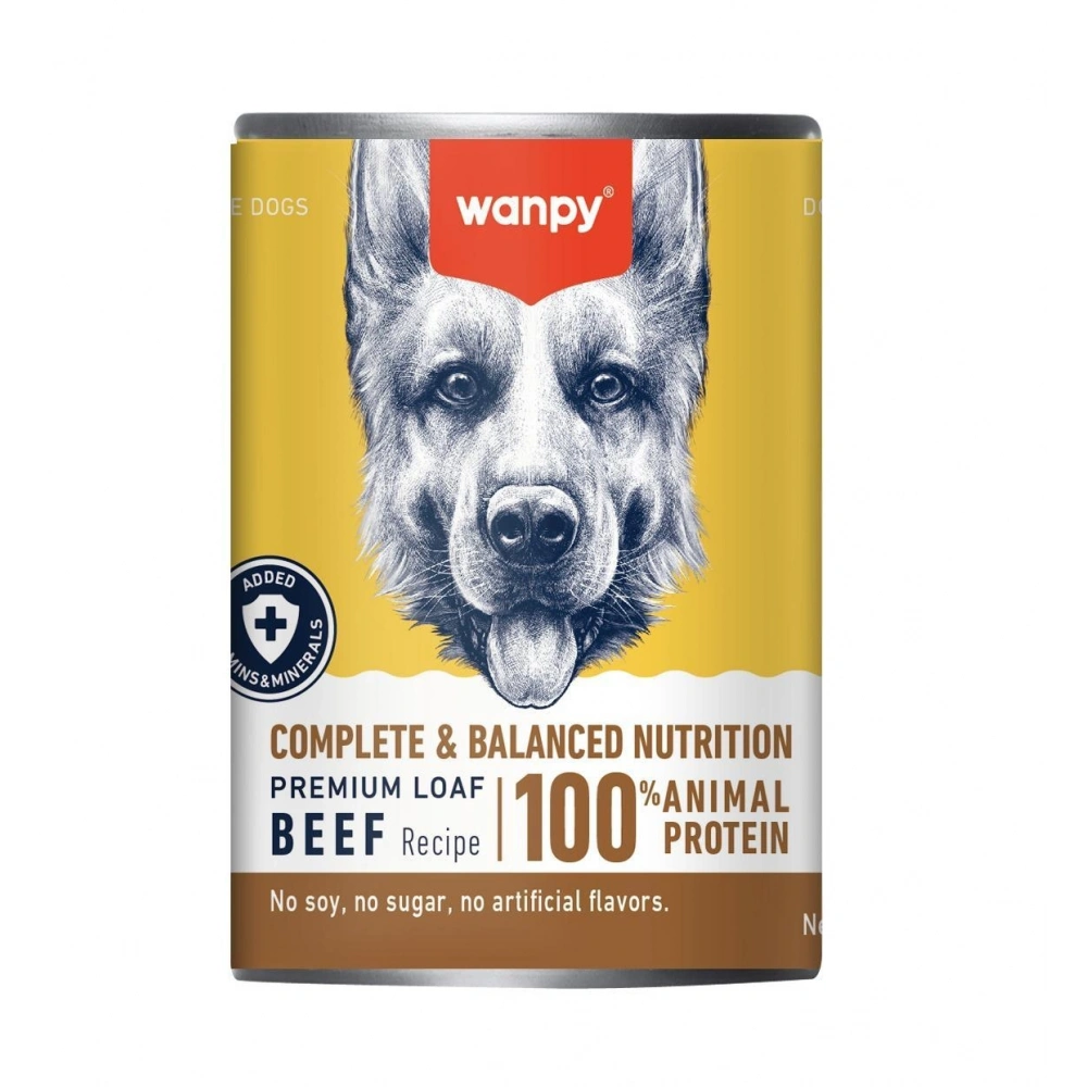 Wanpy Tahılsız Gerçek Etli Biftekli Yetişkin Köpek Konservesi 375gr