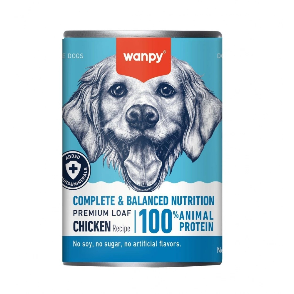 Wanpy Tahılsız Tavuklu %100 Gerçek Et Konserve Köpek Maması 375gr