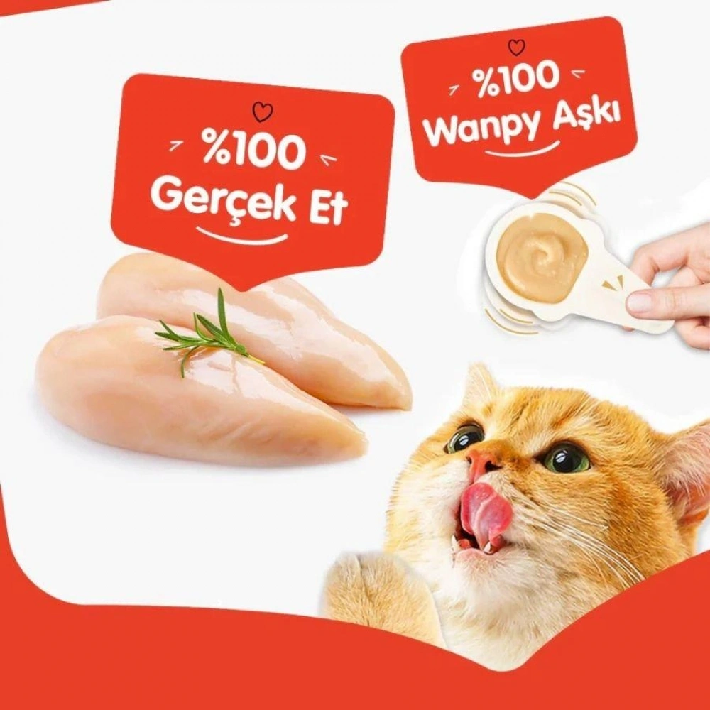 Wanpy Tavuklu 10x16 gr Kaşık Krema Kedi Ödül Maması