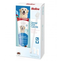 Bioline Köpekler İçin Ağız Temizleme Jeli ve Diş Fırçası Seti Biftekli