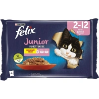 Felix Junior Pouch Tavuklu ve Sığır Etli Kedi Konservesi (4 X 85 gr)
