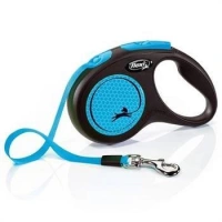 Flexi Neon Şerit Otomatik Köpek Tasması Small 5 mt Mavi
