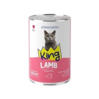 King Sos İçerisinde Et Parçacıklı Kuzu Etli Yetişkin Kedi Konservesi 400gr