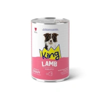 King Sos İçerisinde Et Parçacıklı Kuzu Etli Yetişkin Köpek Konservesi 400 gr