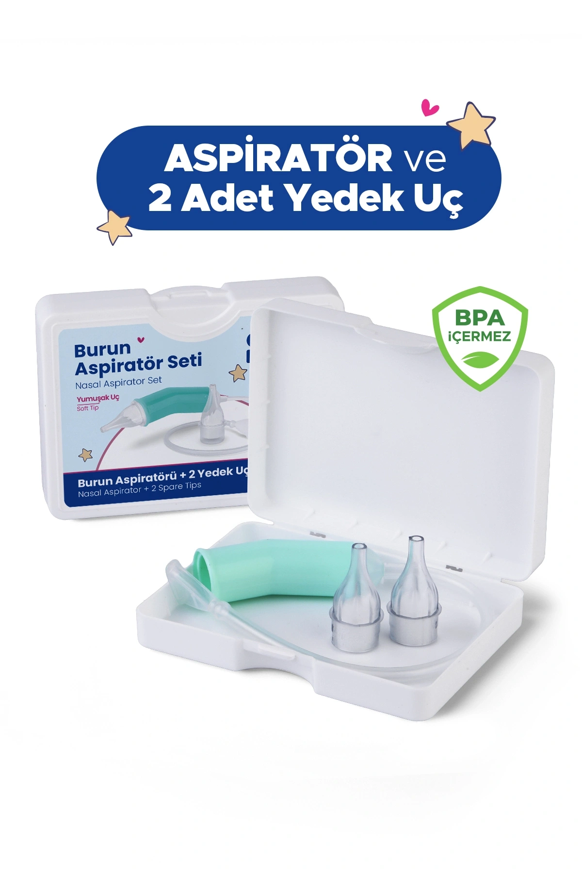 Bebek Burun Aspiratörü ve 2 Adet Yedek Uç - Burun Temizleme Aspiratör Seti