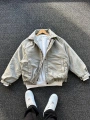 Gri Erkek Oversize Krinkıl Bomber Ceket