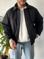 Siyah Erkek Oversize Krinkıl Bomber Ceket