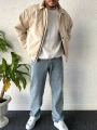 Bej Erkek Oversize Krinkıl Bomber Ceket