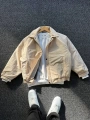 Bej Erkek Oversize Krinkıl Bomber Ceket