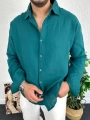 Zümrüt Erkek Oversize Müslin Kumaş Gömlek