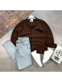 Erkek Acı Kahve Ottoman Fitilli Gömlek & Mavi Slim Fit Kot Pantolon 2li Set