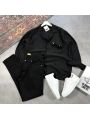 Erkek Siyah Ottoman Fitilli Gömlek & Siyah Slim Fit Kot Pantolon 2li Set