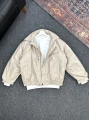 Bej Bomber Oversize Deri Ceket