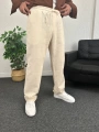 Bej Ham Keten Baggy Pantolon