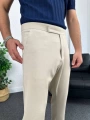 Bej İtalyan Kesim Düğmesiz Kumaş Pantolon