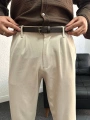 Bej Pileli Kumaş Baggy Pantolon