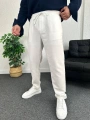Beyaz Duble Paça Pileli Ham Keten Pantolon