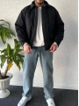 Siyah Erkek Oversize Krinkıl Bomber Ceket