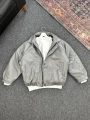 Gri Bomber Oversize Deri Ceket