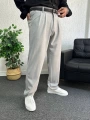 Gri Pileli Kumaş Baggy Pantolon