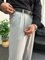 Gri Pileli Kumaş Baggy Pantolon