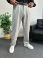 Gri Pileli Kumaş Baggy Pantolon