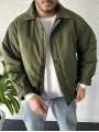 Haki Erkek Oversize Krinkıl Bomber Ceket