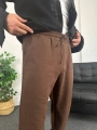 Kahverengi Ham Keten Baggy Pantolon