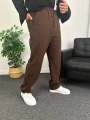 Kahverengi Ham Keten Baggy Pantolon