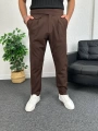 Kahverengi Harvest Duble Paça Kumaş Pantolon