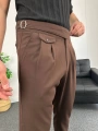 Kahverengi Harvest Duble Paça Kumaş Pantolon