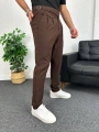 Kahverengi Harvest Duble Paça Kumaş Pantolon