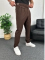 Kahverengi Harvest Duble Paça Kumaş Pantolon