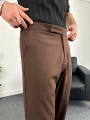 Kahverengi İtalyan Kesim Düğmesiz Kumaş Pantolon