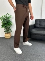 Kahverengi İtalyan Kesim Düğmesiz Kumaş Pantolon
