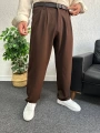 Kahverengi Pileli Kumaş Baggy Pantolon