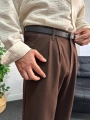 Kahverengi Pileli Kumaş Baggy Pantolon