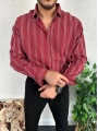 Kırmızı Çizgili Eşref Tek Gömlek