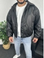 Siyah Bomber Oversize Deri Ceket