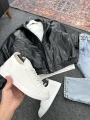 Siyah Deri Oversize Bomber Ceket & Mavi Kar Yıkama Boyfriend Kot Pantolon Kombin