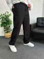 Siyah Ham Keten Baggy Pantolon