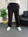 Siyah Ham Keten Baggy Pantolon