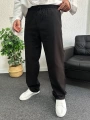 Siyah Ham Keten Baggy Pantolon