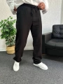 Siyah Ham Keten Baggy Pantolon