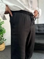 Siyah Ham Keten Baggy Pantolon