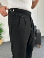 Siyah Harvest Duble Paça Kumaş Pantolon