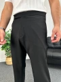 Siyah İtalyan Kesim Düğmesiz Kumaş Pantolon