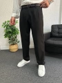Siyah Pileli Kumaş Baggy Pantolon